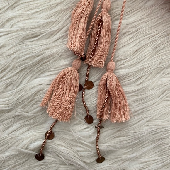 Ulla Johnson Blush Pink Metallic Stripe Ruffle Sleeve Tie Neck Cora Top Blouse - Picture 6 of 14